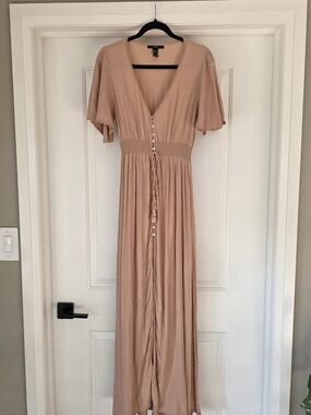 Forever 21 Blush Maxi Dress with Button Front